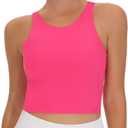 THE GYM PEOPLE Women's Sports Bra Sleeveless Workout Tank Tops Running Yoga Cropped Tops with Removable Padded (Medium, Bright Pink)
