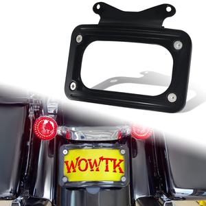 WOWTK Rear Fender Curved License Plate Frame w/White LED Lighting fits for Harley Road Glide Road King Street Glide FLHRXS, FLHX, FLHXS, FLHXST, FLTRX, FLTRXS, and FLTRXST 2010-2025, Black