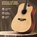 CAHAYA Acoustic Guitar Beginner Kit - 41in Adult All Wood Starter Set Includes with Thickened Gig Bag Capo Pickguard Strings Picks Strap for Kids Teenager Students Natural