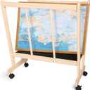 GENMOUS Wood Large Print Rack with Castors - Artist Display and Storage Rack,Natural Wooden Storage & Crafts Drying Racks for Canvas,Artwork,Prints,Panels,Posters,Art Shows & Galleries Display Stands, Wood-1Layer