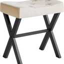 IBUYKE U-Shaped Linen Vanity Stool, Square Makeup Chair with X-Leg, Ottoman Seat Footrest Stool, Multi-Use as Small Side Table, for Bedroom, Living Room, Linen WBD018Y