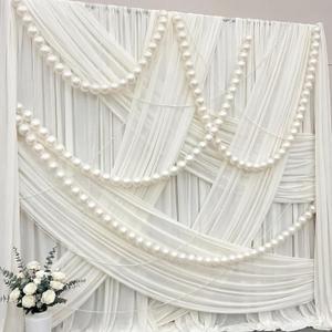 152 Pcs Quick Link Pearl Ball Garland 2.2 Inch Pearlescent White Plastic Ball with 16.4ft Pearl Bead Garlands for Backdrop Wall Arches Chains Birthday Wedding Anniversary Party Decor