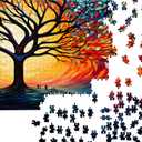 Puzzles for Adults 1000 Pieces - Stained Glass Tree on Sunset Jigsaw Puzzles 1000 Pieces - Challenging Jigsaw Puzzles for Game Nights, Vibrant Colors & Premium Quality