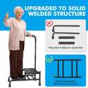 FORTEMOTUS Step Stool with Handle - Heavy Duty 2 Step Stool for Adults Elderly, Holds up to 450 lbs, Black