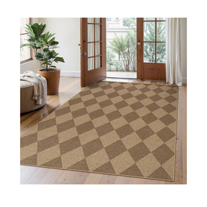 Lahome Checkered Easy Jute Indoor Outdoor Rug, 5x7 Area Rugs for Living Room Nature Large Dining Room Carpet, Washable Non Slip Indoor Outdoor Carpet for Home Office Bedroom Backyard Patio