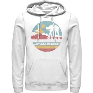 STAR WARS Men's A New Hope AT-AT Retro Circle Pull Over Hoodie (White), Size L