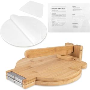 Bamboo Tortilla Press 10 inch - Mexican Tortilla Maker with 100 Parchment Papers | Homemade Flour & Corn Tortillas, Tortillera, Pataconera, Dough Press for Easy Cooking
