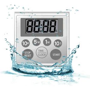 Digital Timer Waterproof Shower Timer Shower Clock Bathroom Kitchen Timer with Strong Magnet and Large LCD Display (Waterproof 7 Key)