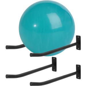 Medicine Ball Rack, 2 Pairs Yoga Ball Racks, Exercise Ball Wall Holder, Fitness Ball Wall Rack for Gym, Garage Ladder Wall Mount, Metal Storage Wall Rack for Basketballs, Volleyballs