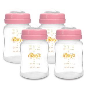 Matyz 4-Pack Breast Milk Collection and Storage Bottles (Pink, 6oz Each) - No BPA Breastmilk Storage Bottles with Lids - Pumping Storage Bottles for Philips Avent Medela Spectra Breast Pumps