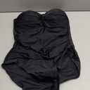 RELLECIGA Women's Tummy Control One Piece Swimsuit Bandeau Strapless Bathing Suits (Large, Black)