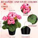 Zeyune 4 Pack Artificial Geranium Flowers for Outdoors Silk Flower UV Resistant Fake Plants Realistic Faux Flowers Outside for Home Kitchen Garden Patio Table Centerpiece(Pink)