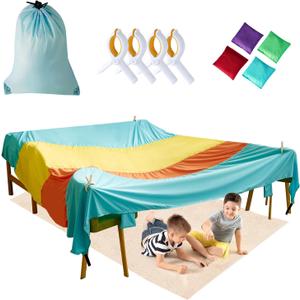 Blanket Fort Building Kit for Kids, Portable Playhouse Play Tent Fort with CPC Certification, Indoor/Outdoor Air Tent Fort for Kids Age 4-8 8-12 (Sky Blue)