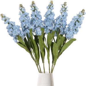 IPOPU 6PCS Blue Snapdragon Artificial Flowers 31.50" Delphinium Fake Flowers Long Stem Antirrhinum Majus Silk Flowers Larkspur Faux Flower for Home Wedding Decorations Floral Arrangement (Baby Blue)