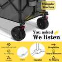 Sekey 48''L Collapsible Foldable Extended Wagon with 660lbs Weight Capacity, Heavy Duty 300L Folding Utility Garden Cart with Big All-Terrain Beach Wheels & Drink Holders. Grey