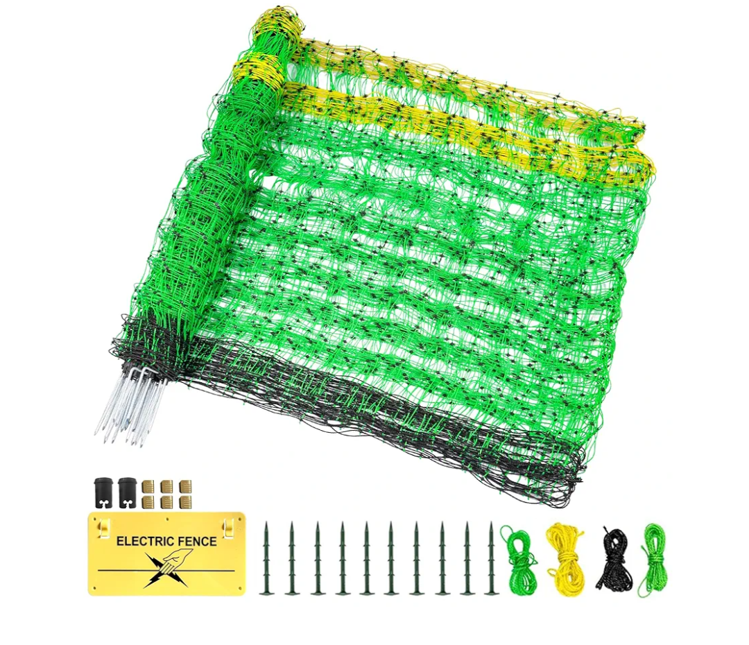 Electric Fence Netting, 42.5" H x 164' L, Portable Livestock Nets Mesh for Hog, Dogs, Deer, Goats, Larger Animals Electric Fencing for Backyards, Homesteaders, Farms, Ranches, Gardens