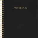 Sugar Paper Large Spiral Notebook, Black Notebook, Spiral Bound, 80 Lined Pages, Foil Details, Note Taking, List Making, Journaling & More, 8.5" x 11"
