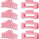 Pink Hair Clips for Women -8 Pack 4.3 Inch Large Hair Claw Clips for Women Thin Thick Curly Hair, Big Banana Clips,Strong Hold jaw clips