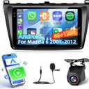 [4+128G] NHOPEEW Car Radio for Mazda 6 2007-2012 - Wireless Carplay and Android Auto - 9 Inch Incell Touchscreen Android Car Stereo - GPS / 5GHz WiFi/EQ Audio/SWC/Mirror Link + AHD Backup Camera