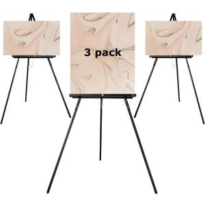 DJAR 3 Pcs 63" Wooden Easel Stand for Sign, Dual-use Adjustable Height, Wood Floor Display Easel for Wedding, Welcome Board, Poster, Picture, Photo- Black