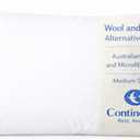 Continental Bedding Wool and Down Alternative Pillow Medium Support Australian Wool and Microfiber Blend 300 Thread Count 100% Cotton Cover, Standard