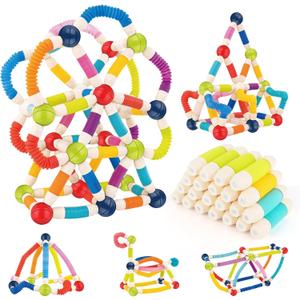 Magnet Toys for 3 Year Old Boys & Girls, 2 in 1 Magnetic Pop Tubes & Balls, Sensory Toys for Fine Motor Skill Development, Preschool STEM Educational Toys Gift for Toddlers and Kids (36 PCS)