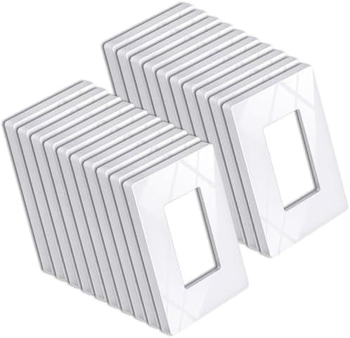 BESTTEN 20 Pack 1 Gang Screwless Decorative Wall Plate, USWP6 Gloss Snow White, H4.69” x W2.91”, Faceplate Cover for Decorator Receptacle Outlet & Switch, UL Listed