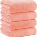 Orighty Microfiber Bath Towels Pack of 4(27'' x 54'') - Soft Feel, Highly Absorbent, Quick Drying for Body, Sport, Yoga, SPA, Fitness - Pink