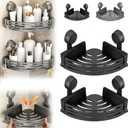 Suction Cup Corner Shower Shelf, No-Drill Bathroom Corner Shelf, Corner Shower Storage Rack, Without Damaging Walls, Resists Water and Humidity, Reduce Clutter (Black*2)