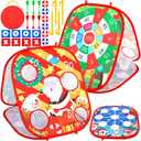 Liliful Christmas 3 in 1 Bean Bag Toss Game Set Christmas Party Games for Families Collapsible Cornhole and Dart Board Yard Outdoor Indoor Games for Boys and Girls Toys Xmas Activities Party Favors