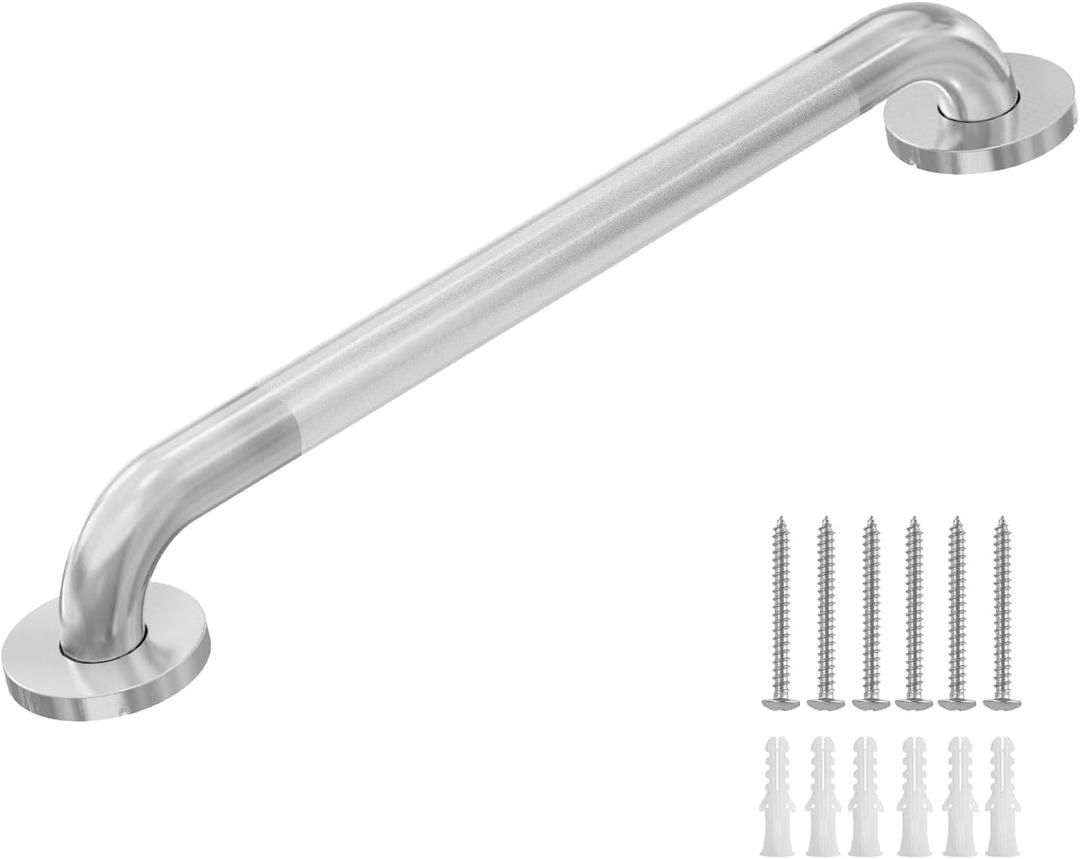 Safety Grab Bars for Bathtubs and Showers, Non Slip 304 Stainless Steel Bathroom Balance Bar, ADA Compliant Shower Handles for Elderly, Handicap, Senior & Children (Brushed Nickel, 12 Inches)