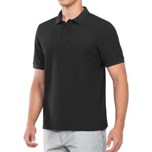 NORTHYARD Men's Cotton Polo Shirts Short Sleeve Knitted Golf Shirt Casual Classic Polos T-Shirt (X-Large, Black)