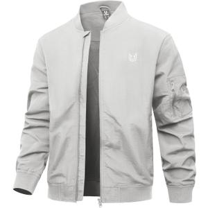 NORTHYARD Men's Bomber Jacket Lightweight Casual Windbreaker Zip Up Fashion Windproof Coat Spring Fall (Gray, XL)