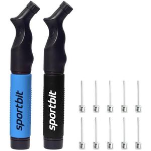 SPORTBIT Ball Pump for Sports Balls - Push & Pull Inflating System - Hand Pump for All Exercise Balls - Volleyball Pump, Basketball Inflator, Football & Soccer Ball Air Pump - Goes with 3 Needles Set