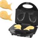 Taiyaki Fish Waffle Maker Machine with Non Stick Cooking Plate, Electric Japanese Fish Shaped Waffle Iron Pan, Korean Bungeoppang Pan, Recipe Included