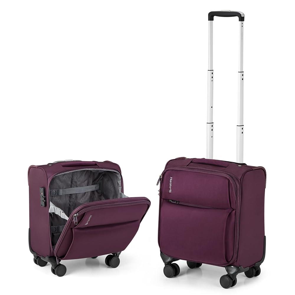 Hanke 16 Inch Underseat Carry On Luggage with Spinner Wheels Airline Approved, Small Rolling Suitcase Softside Underseater Lightweight TSA Travel Roller Suitcase Carry-On Bag(Purple)