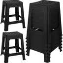TURSTIN 6 Pack Plastic Stools 16.9 Inch Black Nesting Stools Portable Backless Bar Stool Flexible Seating Chairs for Classroom Office Home