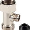 Bidet T Adapter, 7/8"x7/8"x3/8" 3-Way T Valve Connector with Washer Universal Metal T-Adapter for Shower Toilet Bidet Attachment Valve Hose Fitting Replacement Parts Accessories