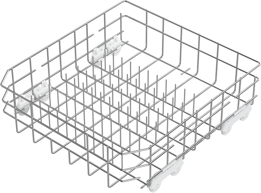 UPGRADED 304 Stainless Steel W10728159 W10525646 Dishwasher Bottom Rack Replacement Compatible with Whirlpool Dishwasher Rack, Kitchenaid Dishwasher Rack, Kenmore Dishwasher Rack with WP3376961 Wheels