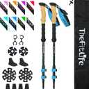TheFitLife Carbon Fiber Trekking Poles  Collapsible and Telescopic Walking Sticks with Natural Cork Handle and Extended EVA Grips, Ultralight Nordic Hiking Poles for Backpacking Camping (Blue)