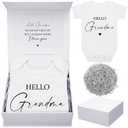 Shyyween 4 Pcs Pregnancy Announcement for Grandma, Hello Grandma Baby Bodysuit, Hello Grandma Pregnancy Reveal Card Baby Reveal Gift Box Baby Announcement Gifts Set for Grandma