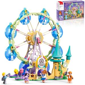 Sluban Amusement Park Ferris Wheel Castle Building Set, STEM Educational Toy Building Blocks Set Gift for Boys & Girls Ages 6-10 (Ferris Wheel Castle)