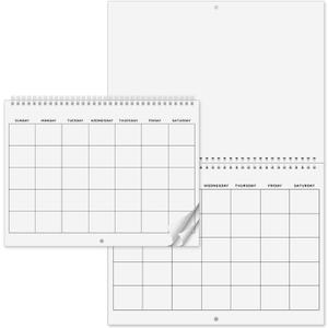 1 Pcs Blank Wall Calendar Blank Calendar Sheets Undated 11.2" x 8.3" Closed 11.2" x 16.6" Open Size, DIY Spiral Bound Hanging Monthly Calendar for Kitchen Office