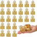 Mezchi 24 Pack Gold Vintage Favor Boxes, Mini Plastic Candy Container with Lid, Small Treat Gift Boxes Candy Storage Container for Wedding Party, Tea Party, 2''Wx 3''H, Round