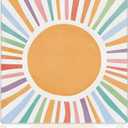 Boho Sun Mahjong Mat for Table 31.5 X 31.5 in, Gifts for Mahjong Players, Watercolor Boho Colorful Sunshine Anti-Slip Table Cover Tablecloth for Poker Board Card Tile Game Dominoes
