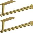 ASTOFLI Paper Towel Holder Under Cabinet No Drilling, Self Adhesive Paper Towel Holder Wall Mount for Kitchen Rack, Under Counter Napin Holder No Drill, RV, 304 Stainless Steel, Gold Brass 2 Pack