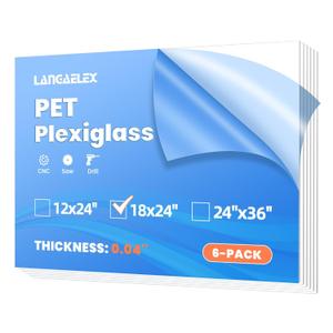 6 Pack of PET/Plexiglass Sheets 18x24-0.04" Clear Plastic Sheet Panels for Picture Frame, Sign Blank, DIY and Crafts Project