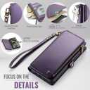 Defencase Compatible with Samsung Galaxy S23 Ultra Case Wallet with RFID Blocking Card Holder for Women Men, PU Leather Magnetic Snap Flip Zipper Strap Phone Case Fit for Galaxy S23 Ultra 5G, Purple