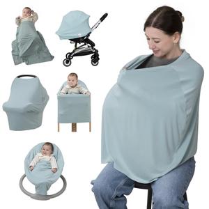 BabbleRoo Nursing Cover for Breastfeeding 95% Viscose Muslin, 5% Spandex, Soft & Breathable Baby Essentials | Newborn Essentials Breastfeeding Covers for Nursing, Multi-Use for Car Seat & High Chair