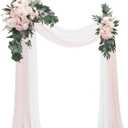 Floroom Arch Flowers with Drapes Kit (Pack of 4) - 2pcs Artificial Blush Pink Floral Swag Arrangement with 2pcs Draping Fabric for Wedding Ceremony Arbor and Reception Backdrop Decoration
